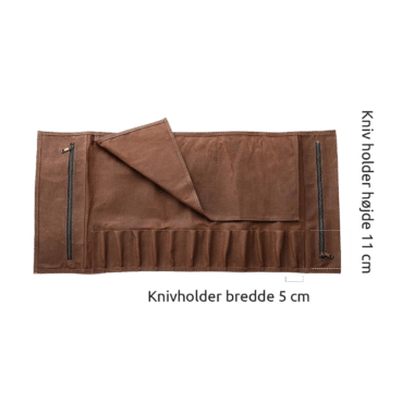Knivmappe stor | Læder og brun kanvas